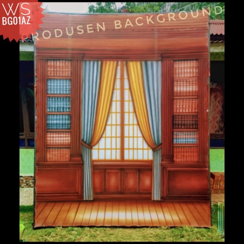 READY COD Kain 3x2,5m Background Wisuda Latar Rak Buku Studio Foto Kode WS BG01AZ