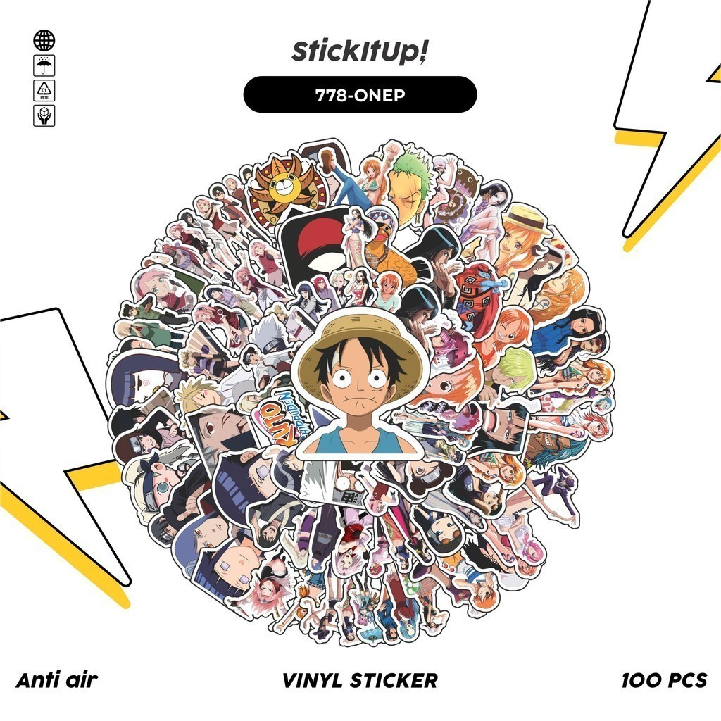 

COD✨ 100 Pcs Stiker One Piece dan Naruto Lucu Anti Air Untuk Dekorasi Notebook Sepeda Skateboard Handphone DIY