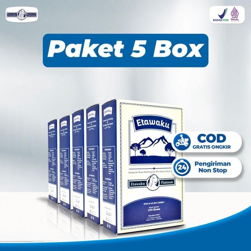 

Paket 5 Box ETAWAKU PLATINUM Susu Kambing Etawa 200 gr Dairy Milk