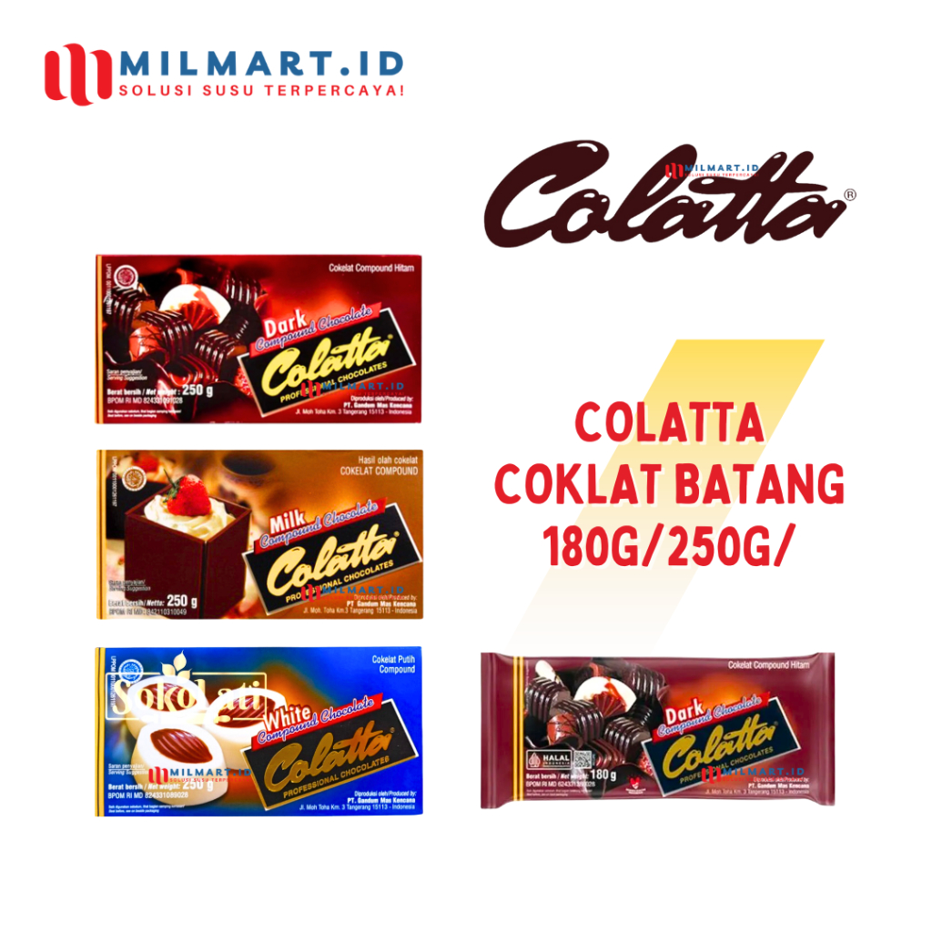 

COLATTA COMPOUND CHOCOLATE 250G COKLAT BATANG DARK CHOCO MILK/WHITE COKELAT