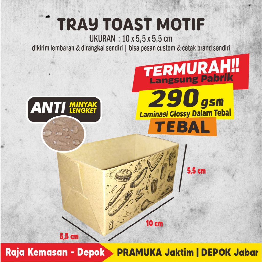 

TRAY TOAST 10x5,5x5,5 CM MOTIF KRAFT LAMINASI