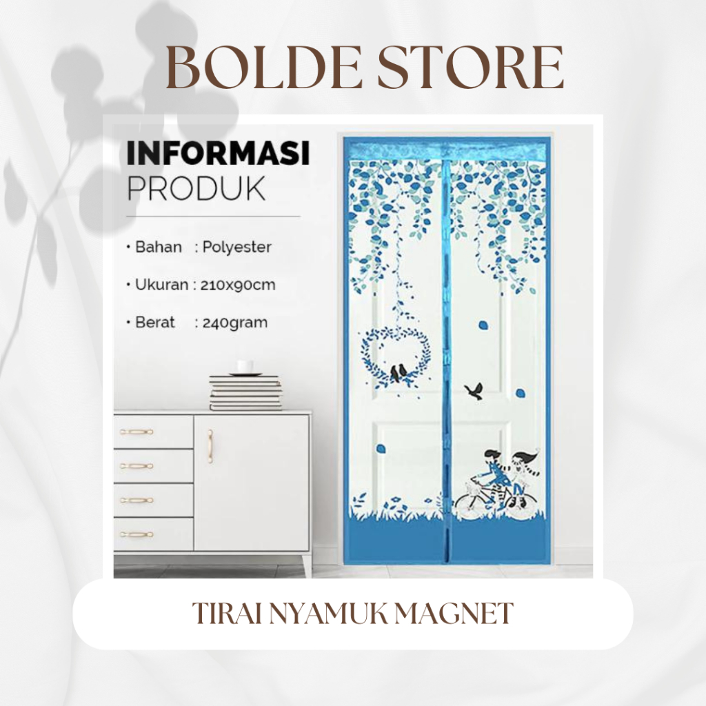 Tirai Anti Nyamuk Magnet Tebal PVC/ Tirai Motif/ Tirai Aesthetic