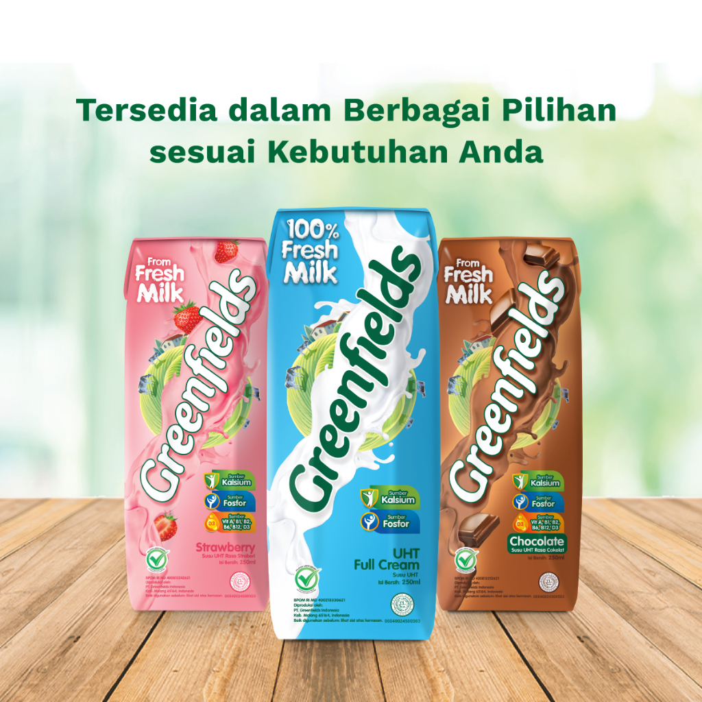 

GREENFIELDS UHT MILK FULL CREAM, STRAWBERRY, CHOCOLATE 105ML & 250ML