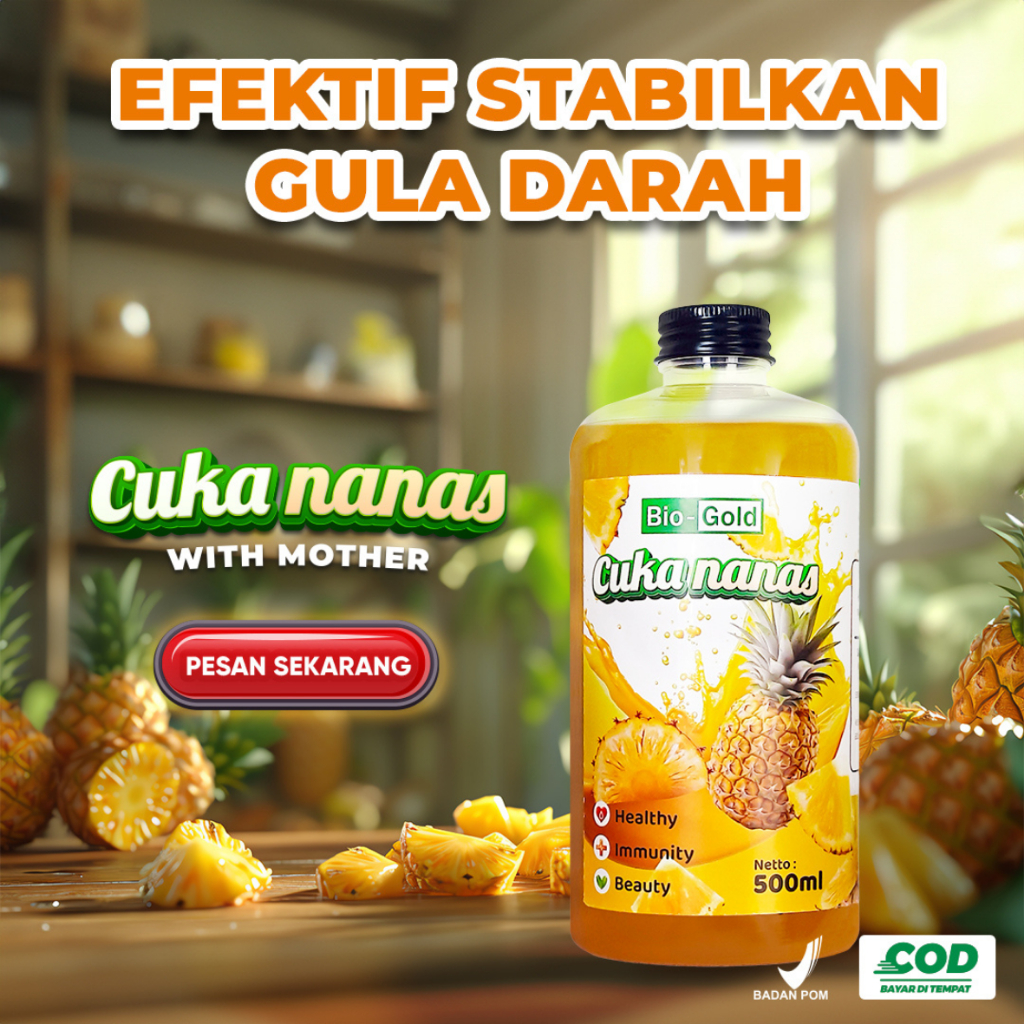 

CUKA NANAS BIO GOLD 500 ml With Mother Fermentasi Organik Bantu Menstabilkan Gula Darah