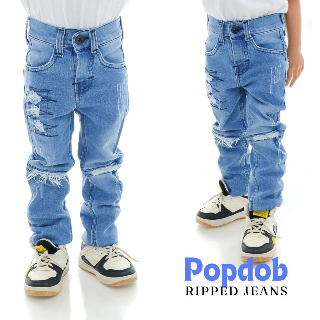 Popdob Celana Jeans Panjang Anak Laki Laki 3-15 Tahun Softjeans/ Celana Sobek anak