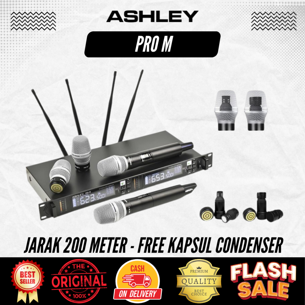 Mic Wireless Ashley Pro M Jarak 200 Meter