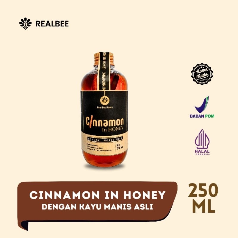 

Realbee Honey - Cinnamon In Honey 250ml Madu Kayu Manis Herbal Alami 100% Natural Ingredients
