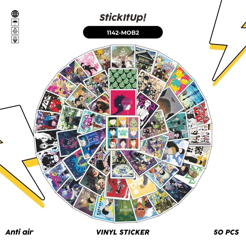 

COD✨ 100 Pcs Stiker Mob Psycho V2 Anti Air Untuk Dekorasi Notebook Sepeda Skateboard Handphone DIY