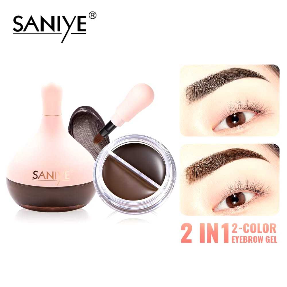 ❤️CLAIRY❤️ SANIYE Eye Brow Gel 24H Water-Proof 2In1 (M348) || SANIYE 2 Warna Eyebrow Gel Tahan Lama 