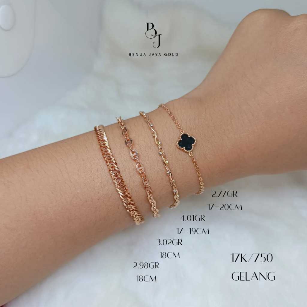 Gelang Rantai Fashion Emas Rose Gold 17K/750