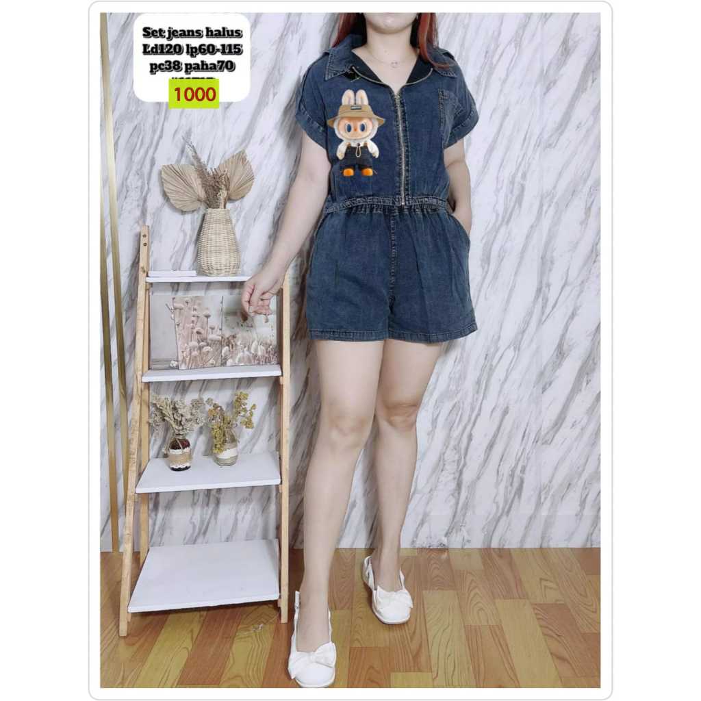 Oneset Jeans  Wanita / Jeans Wanita / Set Jeans Zipper Kekinian