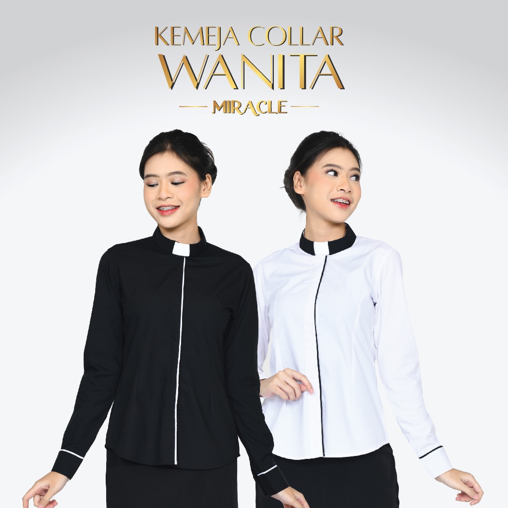 Pendeta - New Kemeja Collar Wanita Panjang Variasi - Jos Mirace Bandung