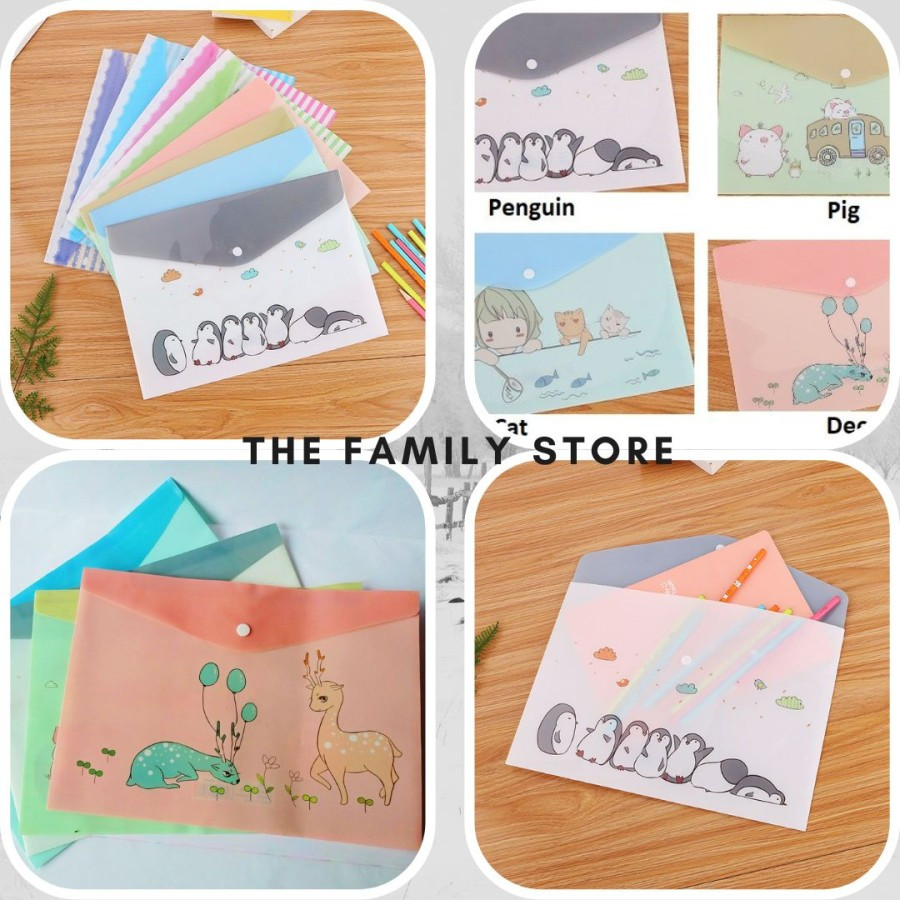 

Map Plastik Kancing File Folder A4 Cute Animal / File Organizer RANDOM