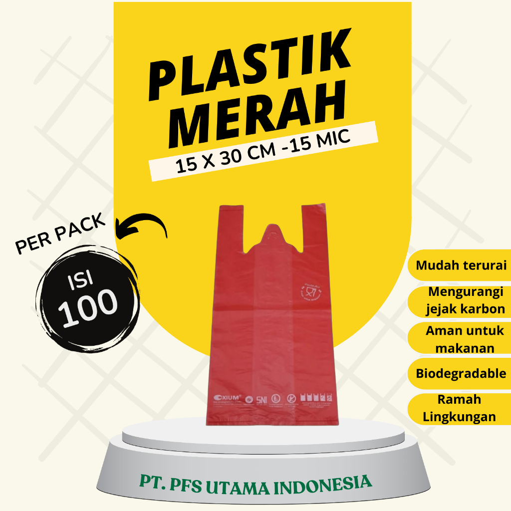 PlasMuRai - Plastik Ramah Lingkungan - Merah Size 15