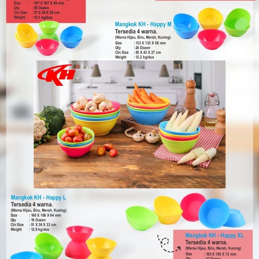 Mangkok Plastik KH Happy L @1 Pcs / KH Mangkok Plastik Happy L @1 Pcs