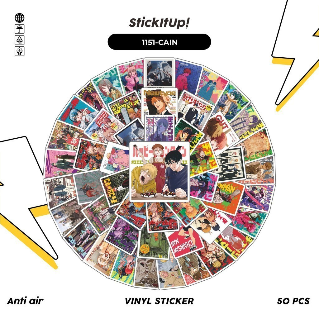 

COD✨ 100 Pcs Stiker Chainsaw Man V3 Anti Air Untuk Dekorasi Notebook Sepeda Skateboard Handphone DIY