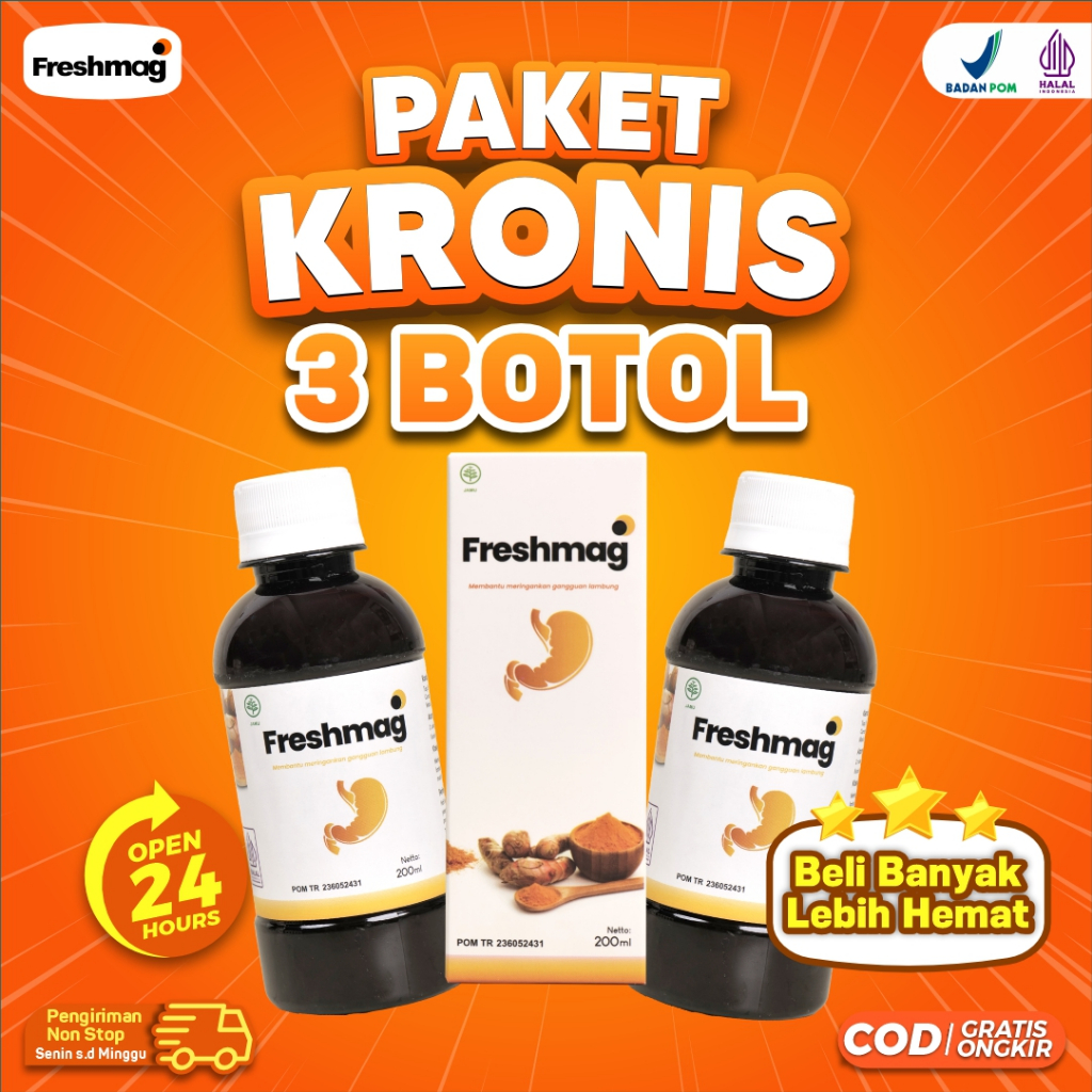

Freshmag Paket 3 Botol Original - Sembuhkan Maag Kronis Asam Lambung GERD Mual Radang Lambung Official Store