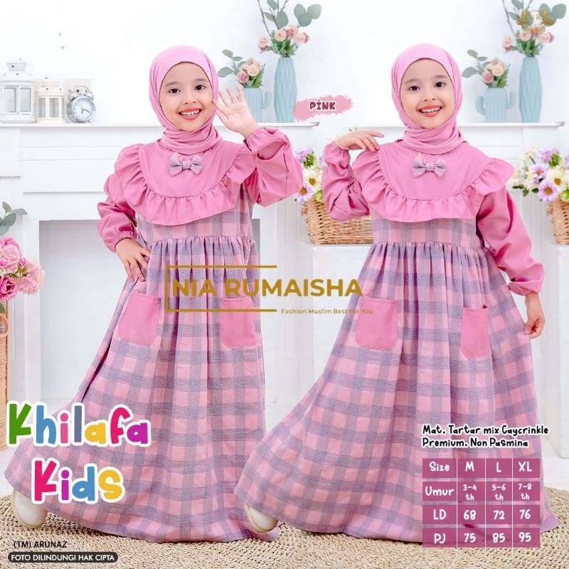 Trend Baju Anak Bahan Katun TarTar Dengan Motif Kotak Kotak Yang Lucu Khilafa Kids Nia Rumaisha