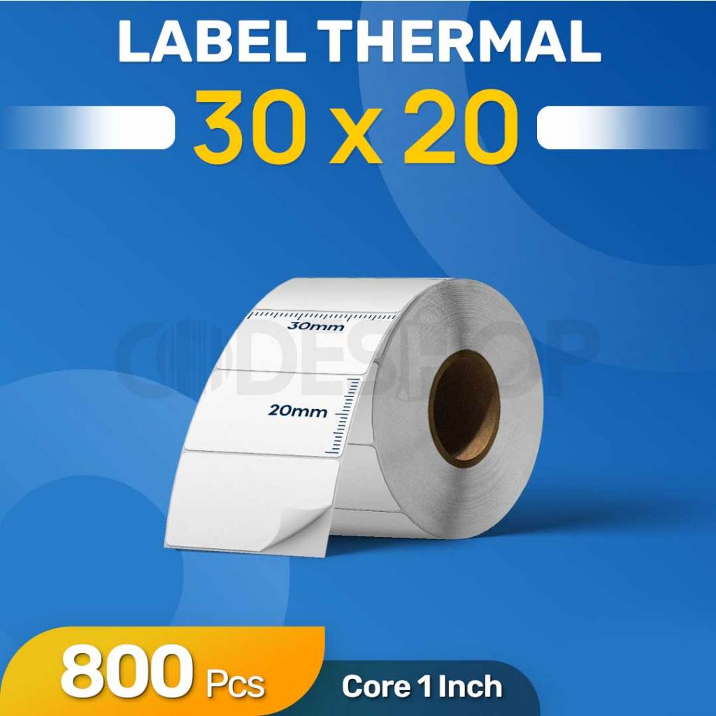 

LABEL THERMAL 30X20 / 30 X 20 (800 PCS) 1 LINE TANPA PERLU TINTA