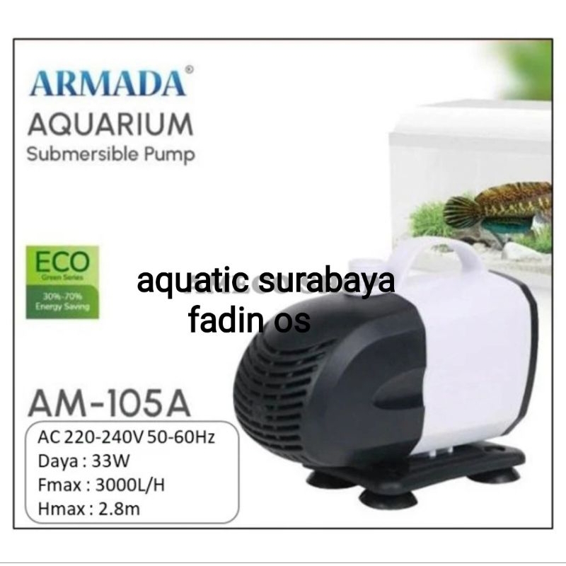 ARMADA POMPA AQUARIUM KOLAM ARMADA AM 105 A POMPA AIR MANCUR LOW WATT