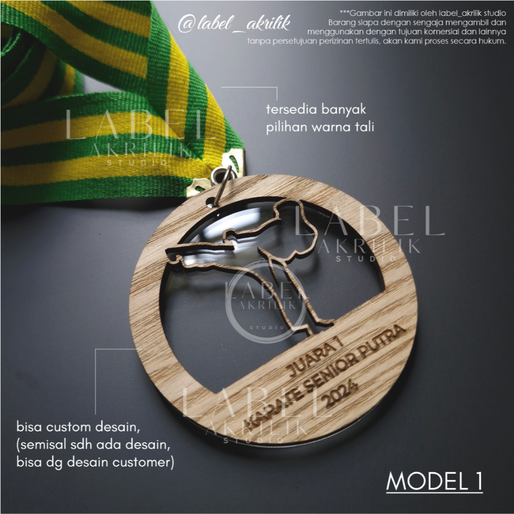 Medali Custom Akrilik/ Medali Wisuda Graduation/ Medali Kejuaraan/ Medali Akrilik Kayu/ Medali Lomba