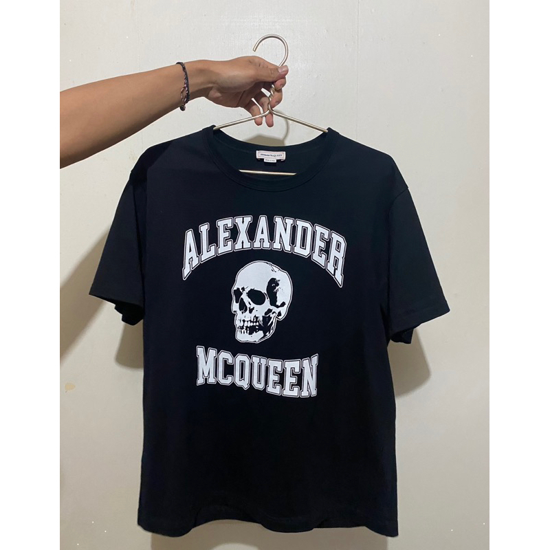 T-Shirt Black White Alexander McQueen Skull Logo ORIGINAL (pemakaian pribadi)