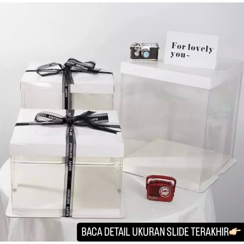

TRANSPARENT CAKE BOX/KOTAK BOX KUE/PACKAGING HANTARAN WEDDING/BOX PACKAGING KUE YANG TRANSPARANT