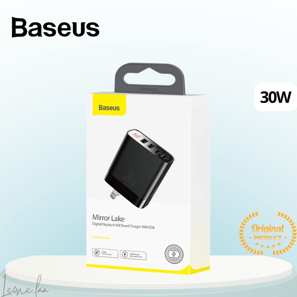 Baseus Charger Mirror Lake Digital Display 30W ( CN ) - 4 Port USB Fast Charging