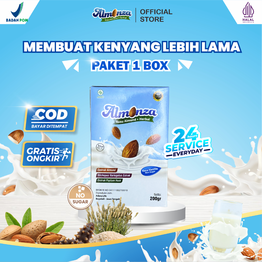 

Susu Almonza Paket 1 Box - Susu Yang Bisa Membuat Kenyang Lebih Lama dan mencerahkan kulit