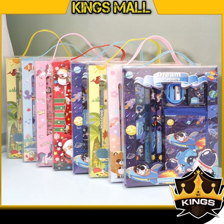 

Kejutan Murah KINGS S5926 Stationery Set Alat Tulis Set 6 in 1 Hadiah Souvenir Paket Alat Tulis Dompet Anak Alat Tulis Set Karakter