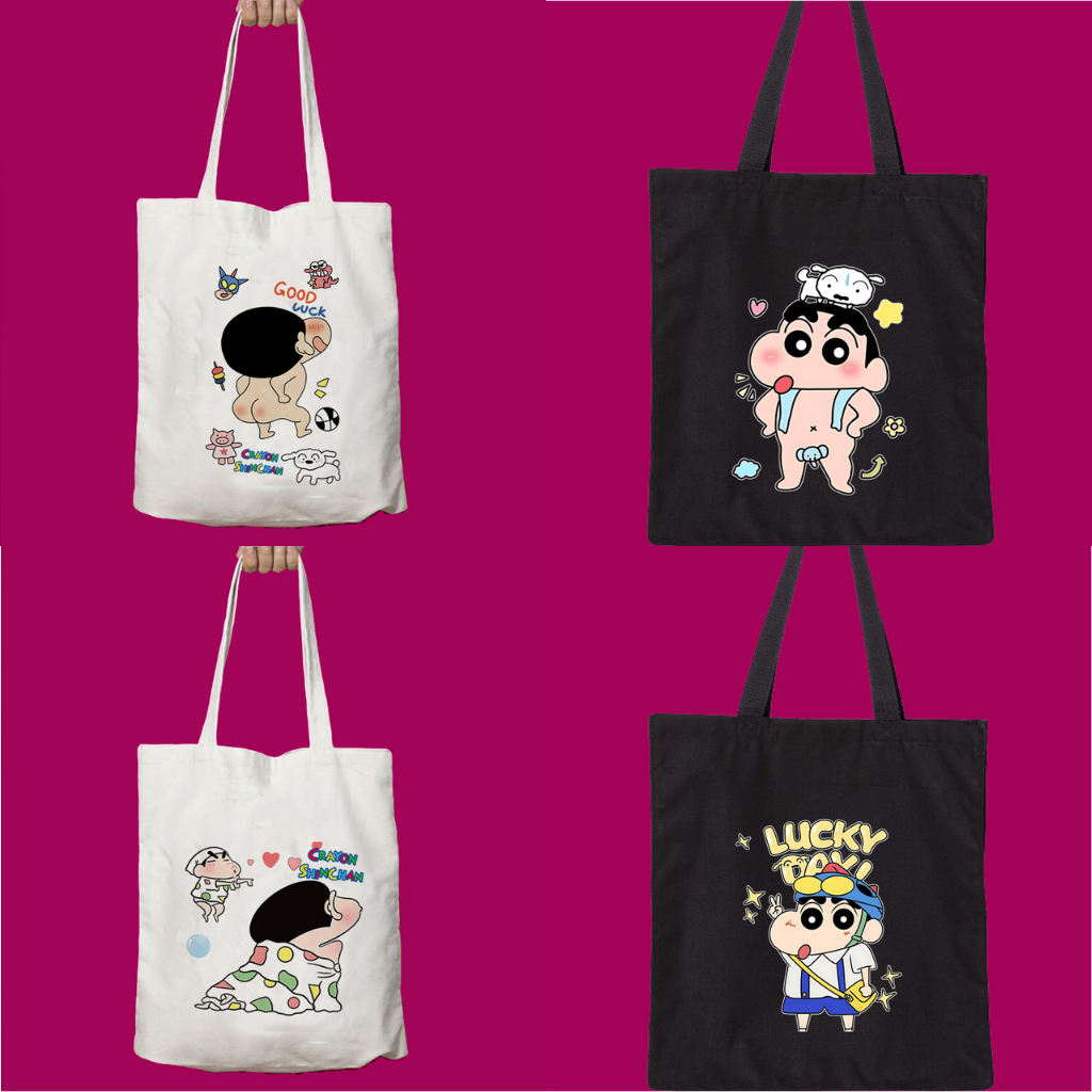 Totebag Tote Bag Motif Kartun Crayon Shinchan Tas Sekolah Tas Ransel Anak Tas Kerja Laptop Goodiebag