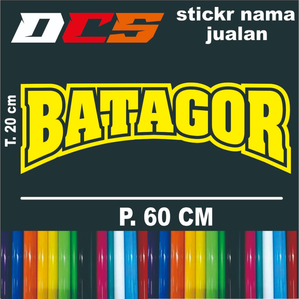 

sticker tulisan batagor bentuk huruf lengkung sticker nama untuk nama jualan