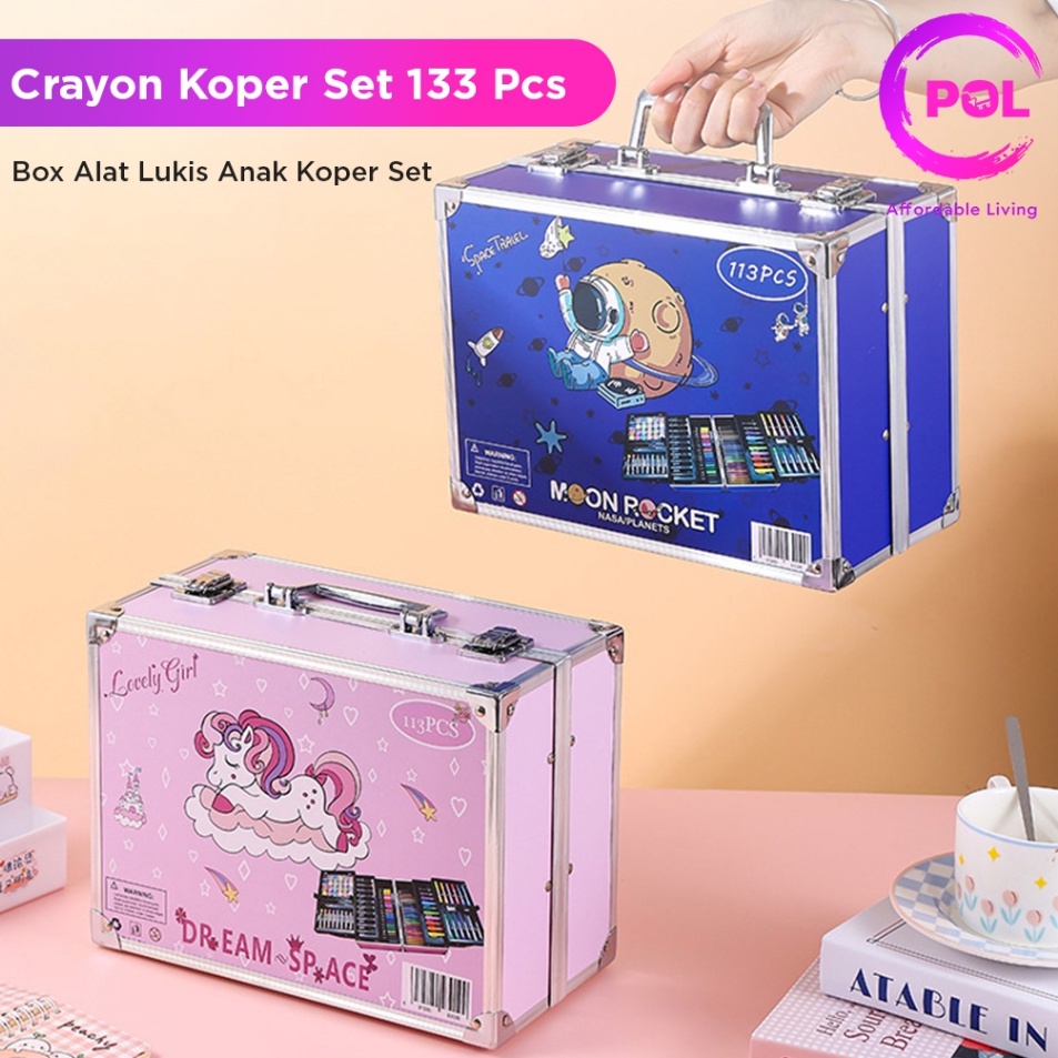 

Potongan Harga POL COD SNI Crayon Art Set 128pcs 133pcs Koper Alumunium Besi Krayon Pensil Warna