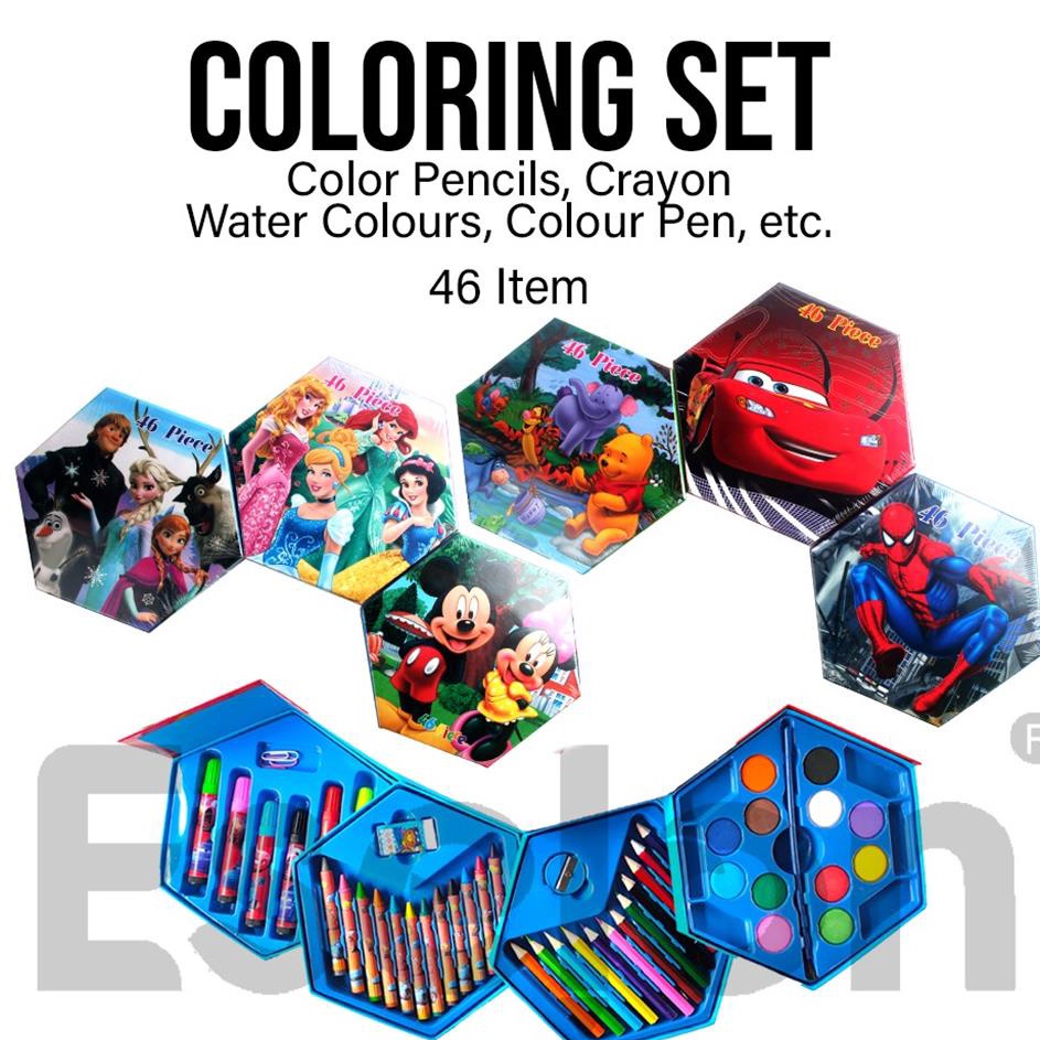 

Murah Belanja Crayon 46set 4IN1 karakter Set Mewarnaimelukis 46set