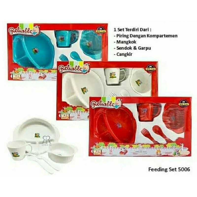 Reliable Feeding Set FS 5006 Peralatan Makan Bayi MPASI Mangkuk Piring Sendok Bayi
