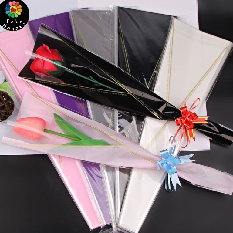 

Model Keren 1pcsClear Rose Sleeve Kantong Bunga Cellophanekantong bunga rose single isi 5 pcs dan 1 pcs