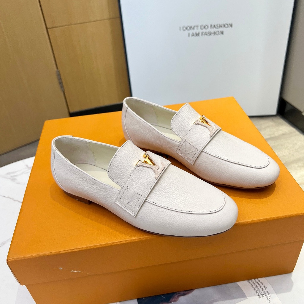 Original 2024 LV Flatshoes Classic Leather Women's Fashion Shoes