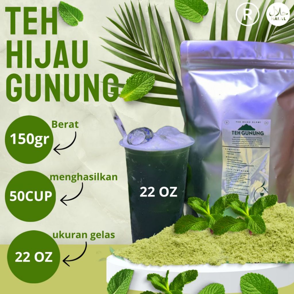 

Teh Hijau Alami Teh Gunung Tanpa Pengawet 150g