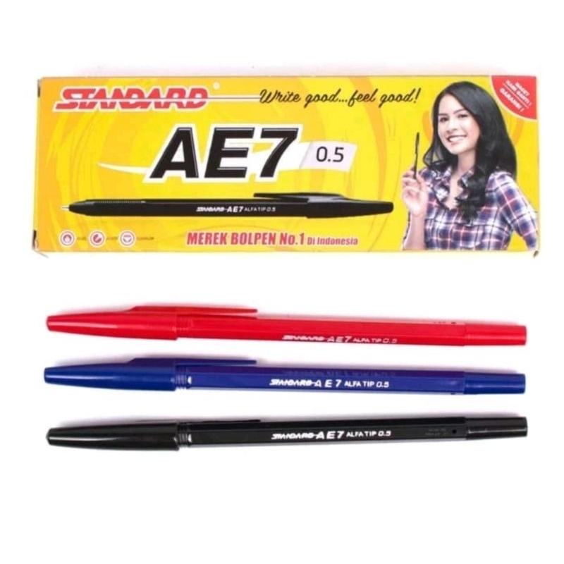 Pulpen Pena AE7 Standard Alfa Tip 0.5mm Harga Per Lusin