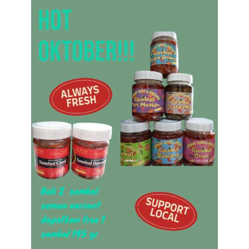 

Sambal Ratu Pedas buy 2free 1 sambal Promo Hot Oktober# harga di atas untuk 2 pcs samb#
