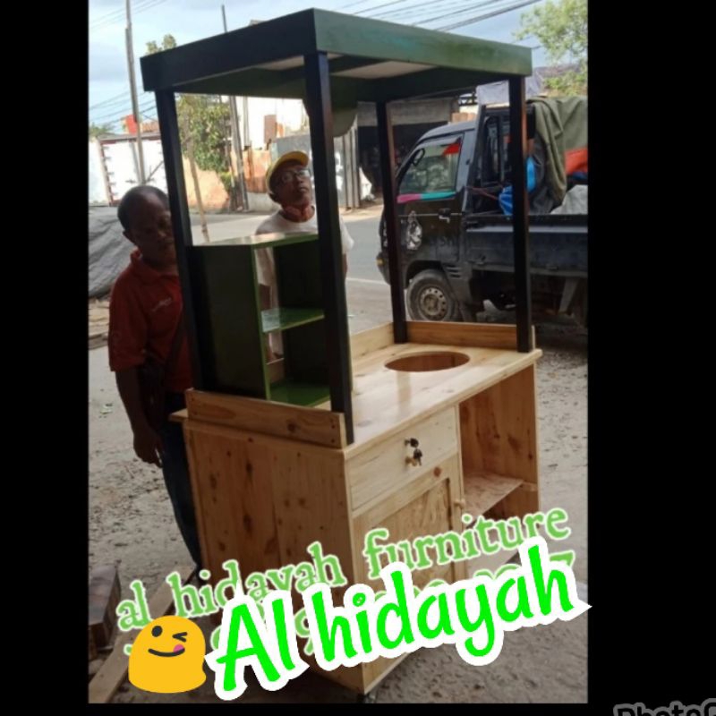 Gerobak bakso Terbaru Jati Belanda Gerobak kayu Solid Kekinian