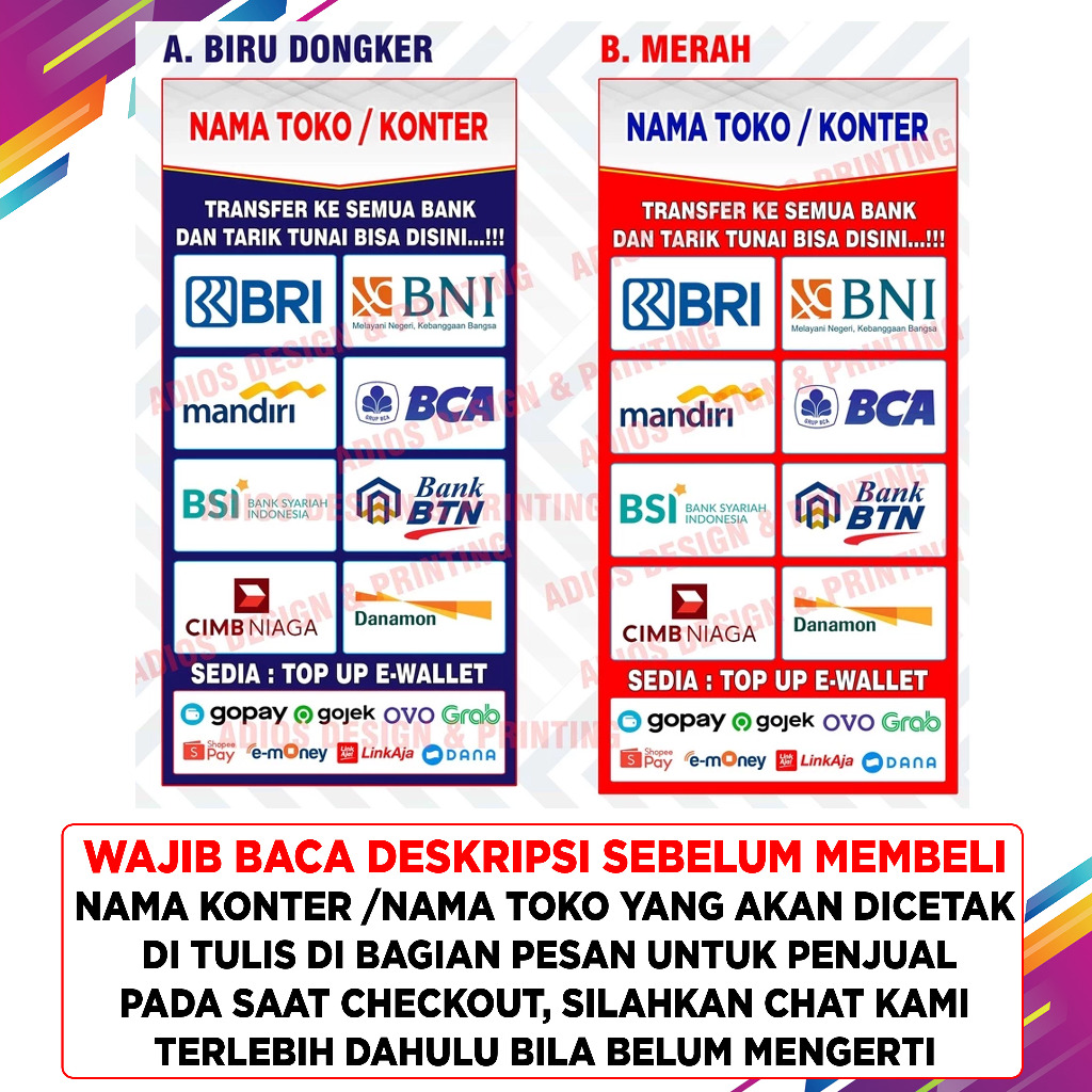 Spanduk Banner Agen Brilink Banner Spanduk Transfer Bank Ukuran Variasi