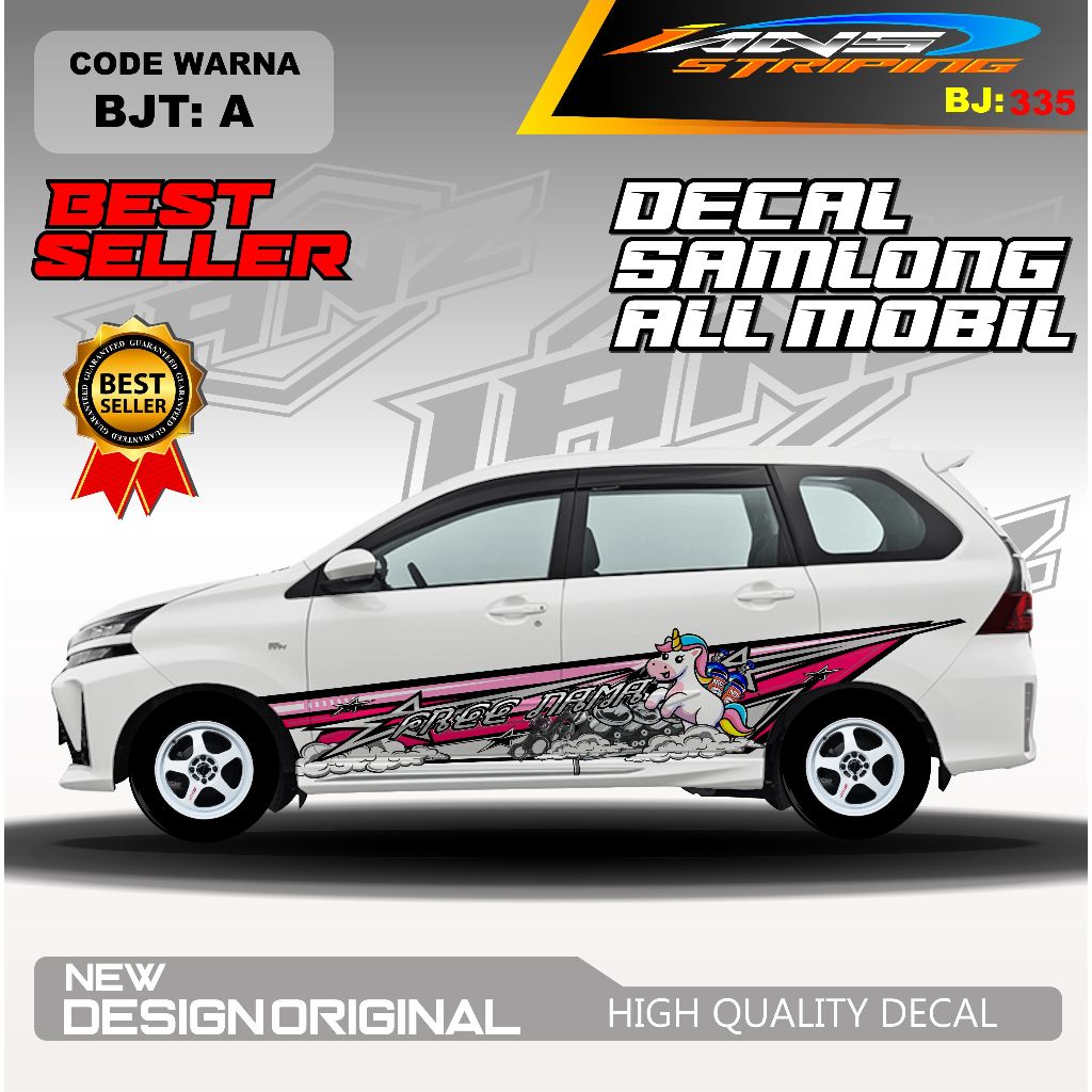 BJT 335 - STIKER SAMLONG UNTUK MOBIL SAMLONG CALYA SIGRA GRATIS NAMA