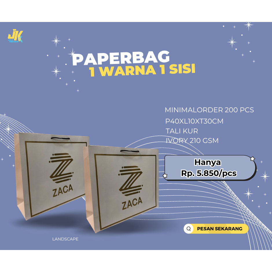 

Custom Paperbag Olshop Butik wedding batik tas kertas ivory