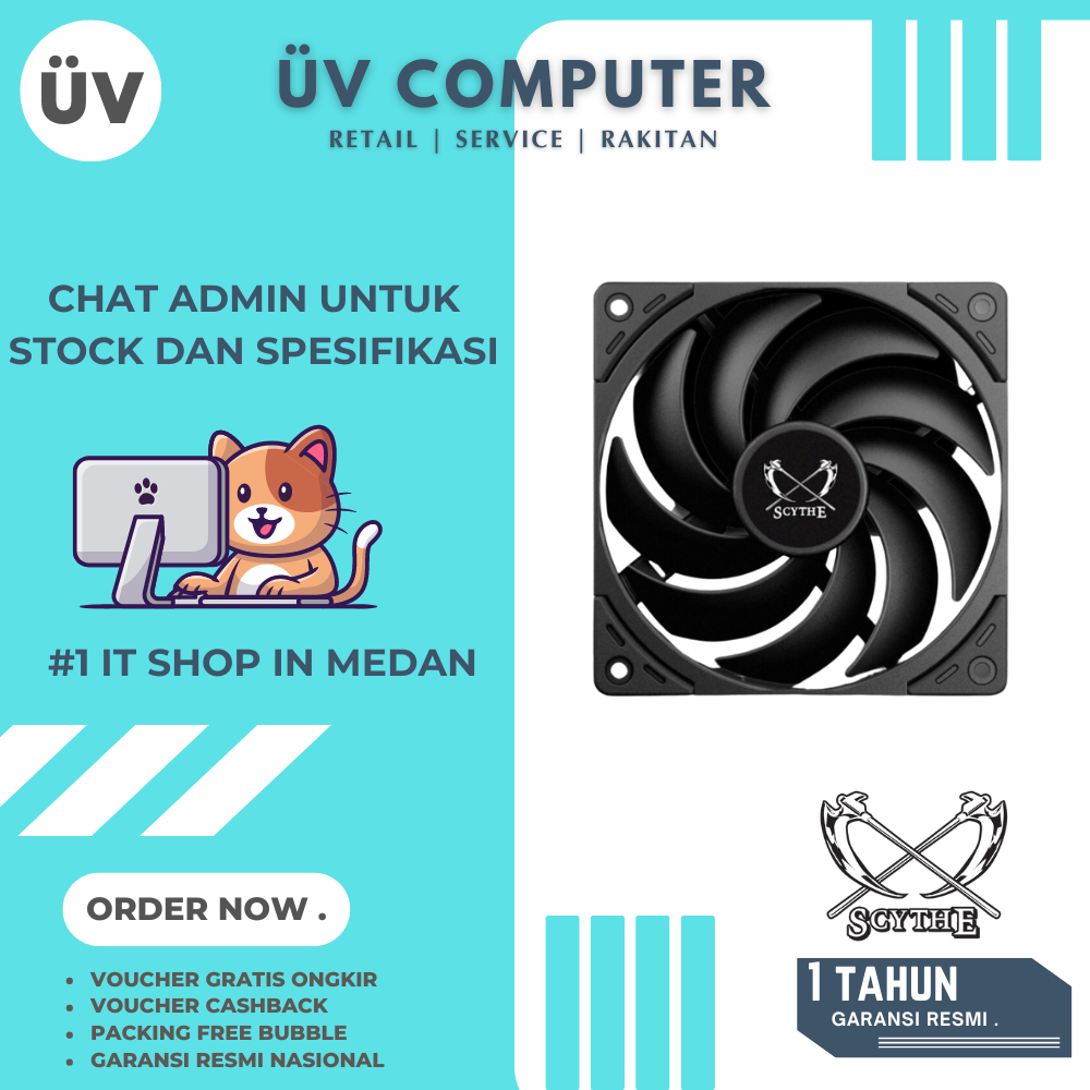 Fan Casing Case PC Komputer | SCYTHE Wonder Snail 120 | 120mm 12cm | 4 Pin | 2400 RPM Black Hitam