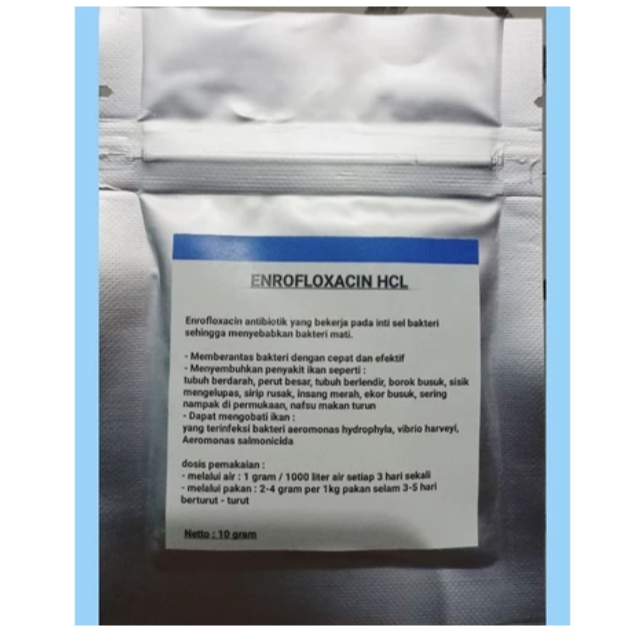 Enrofloxacin hcl 10 gram / antibiotik ikan / enro / enrofloxacin / obat ikan / inroflox / inroflok