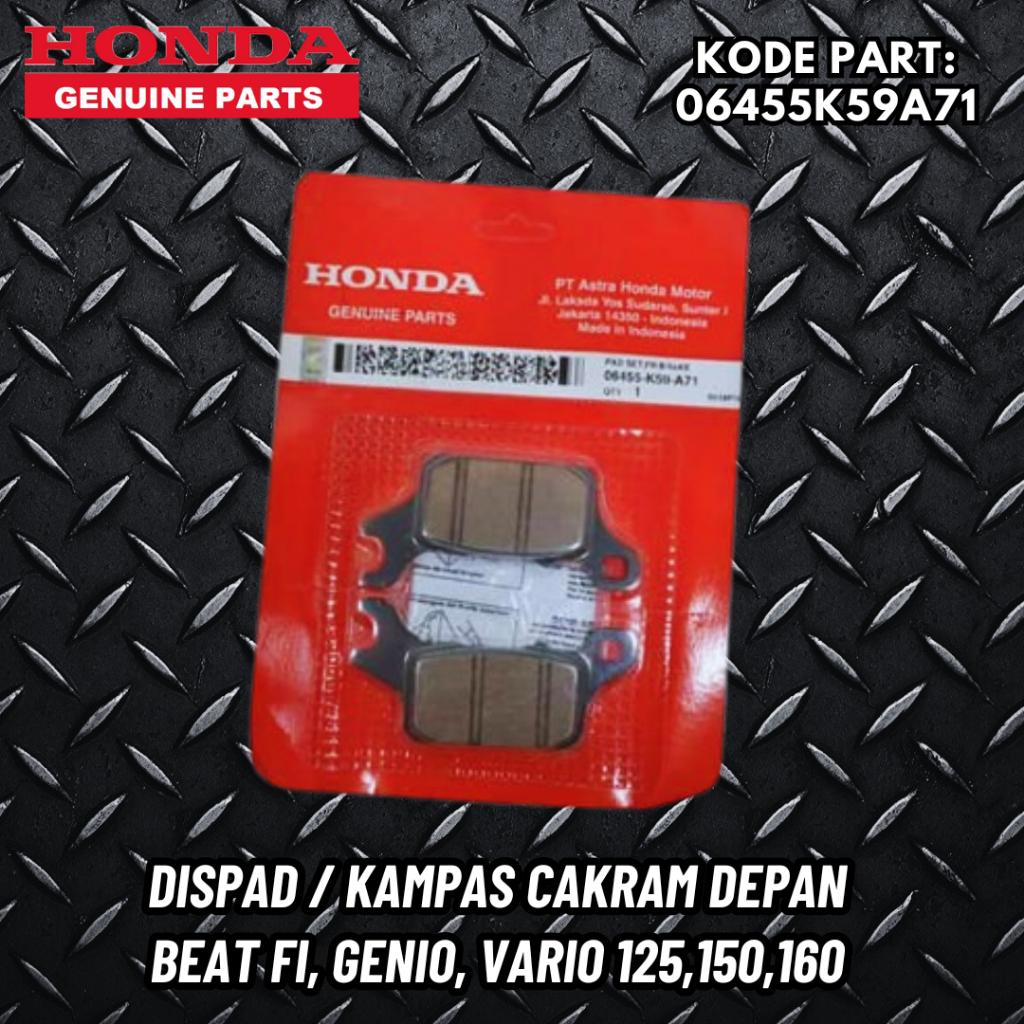 Dispad / Kampas Cakram Depan ORI AHM Beat Fi 2012-2014, Genio, Vario 125-150-160 kode: 06455K59A71