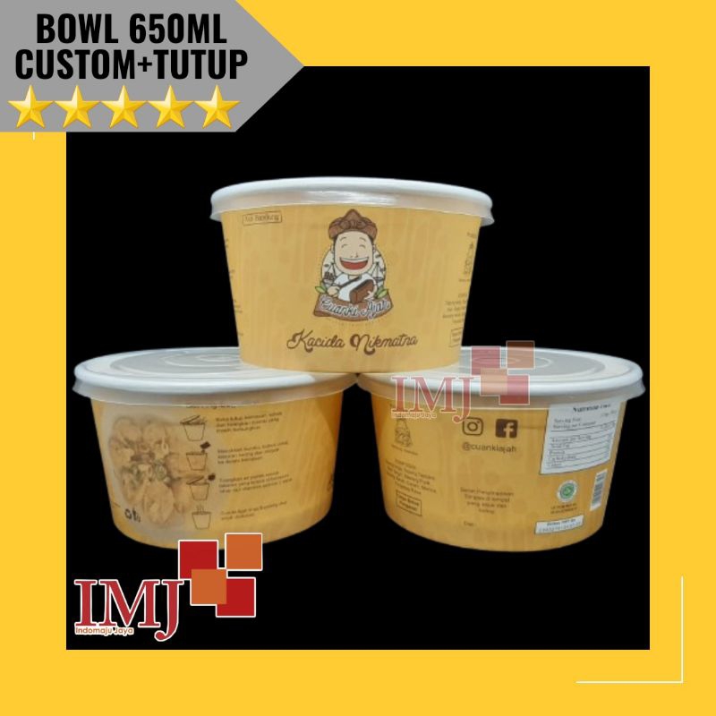 PAPER BOWL 650ML CUSTOM DESAIN DAN TUTUP PRINTING PAPER BOWL 650ml PAPER BOWL 650 ml FULL COLOR