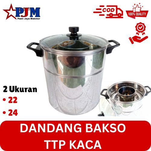 DANDANG BAKSO TUTUP KACA UKURAN 22&24 PJM376-377/dandang bakso tinggi tutup kaca