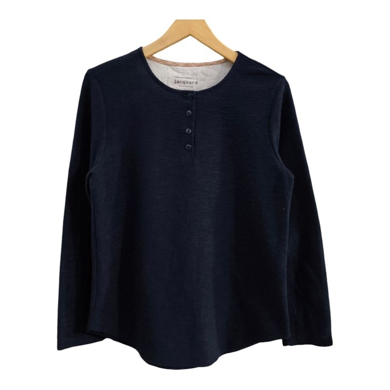 Zio songzio jacquard long sleeve Hanley T-shirt navy 90